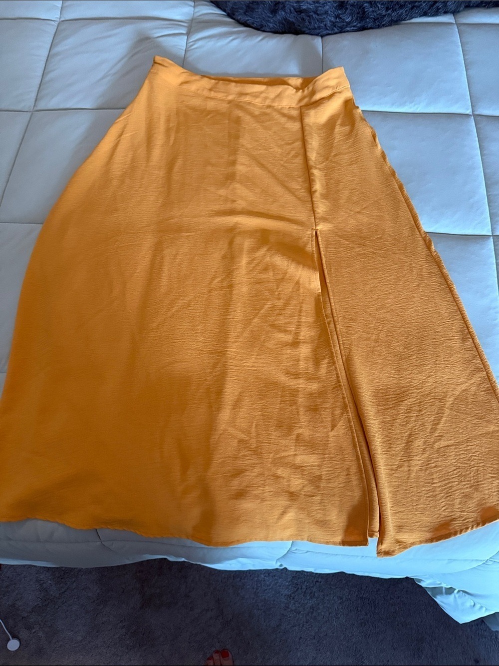 #0204 - Women’s Mustard Yellow A-Line Skirt L